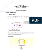 Points To Remember:: Class - Vii Subject - Mathematics Study Material