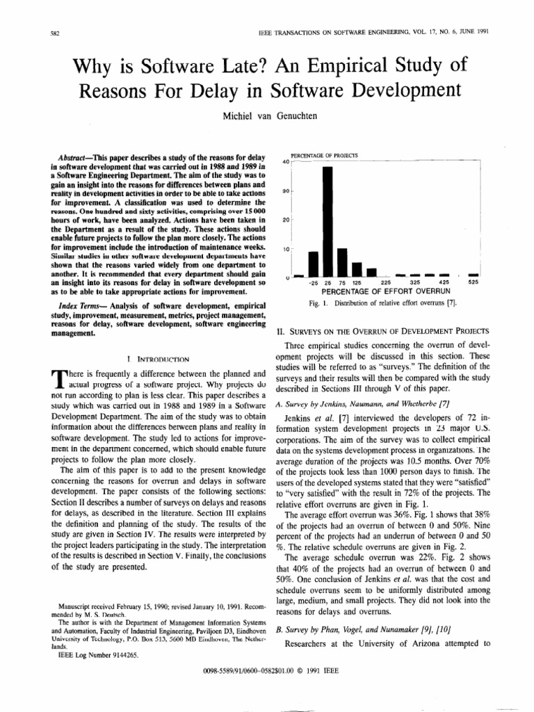 Why Is Software Late - An Empirical Study of Reasons For Delav in ...