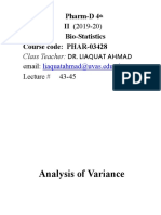 Program: Pharm-D 4 Semester: II (2019-20) Course: Bio-Statistics Course Code: PHAR-03428