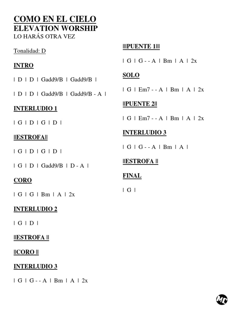Como en El Cielo (Acordes) PDF