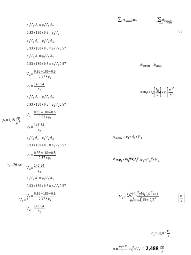 Fluid Dynamics Equation Calculations | PDF