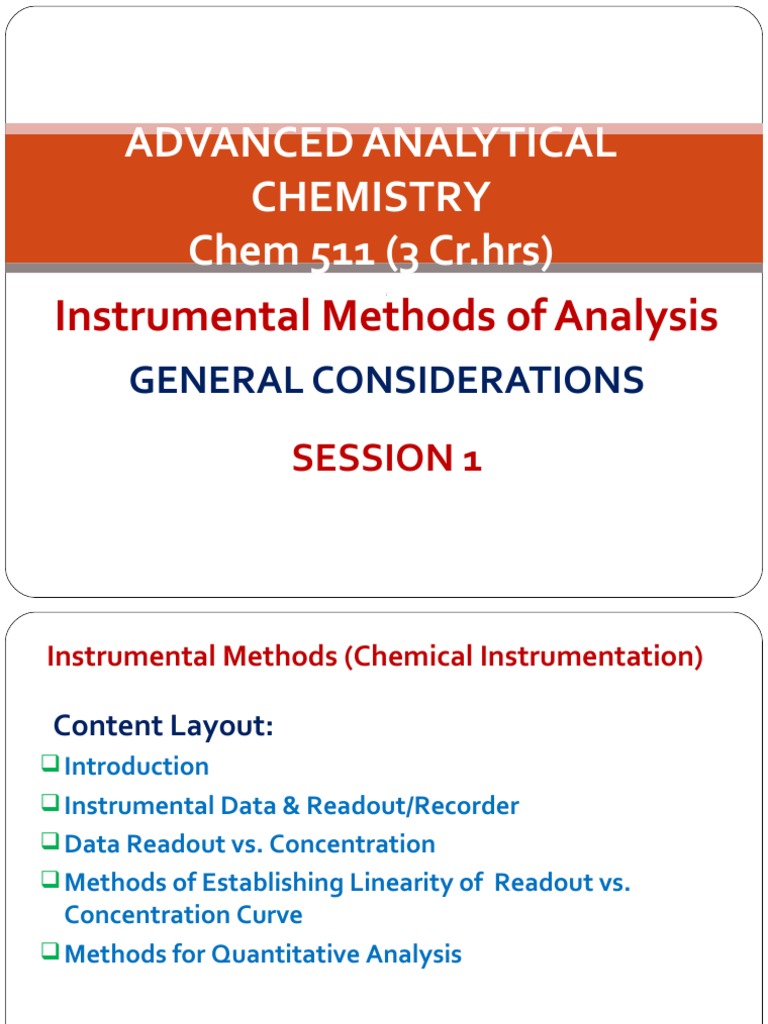 Advanced Analytical Chemistry Chem 511 (3 CR HRS) Instrumental