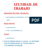 Oportunidad de Trabajo