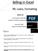 NPV, IRR, Loans, Formatting: (Part 3)