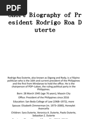 Short Biography of Pres. D30