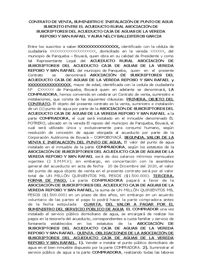 Contrato de Suministro de Agua Potable | PDF | Gobierno | Justicia