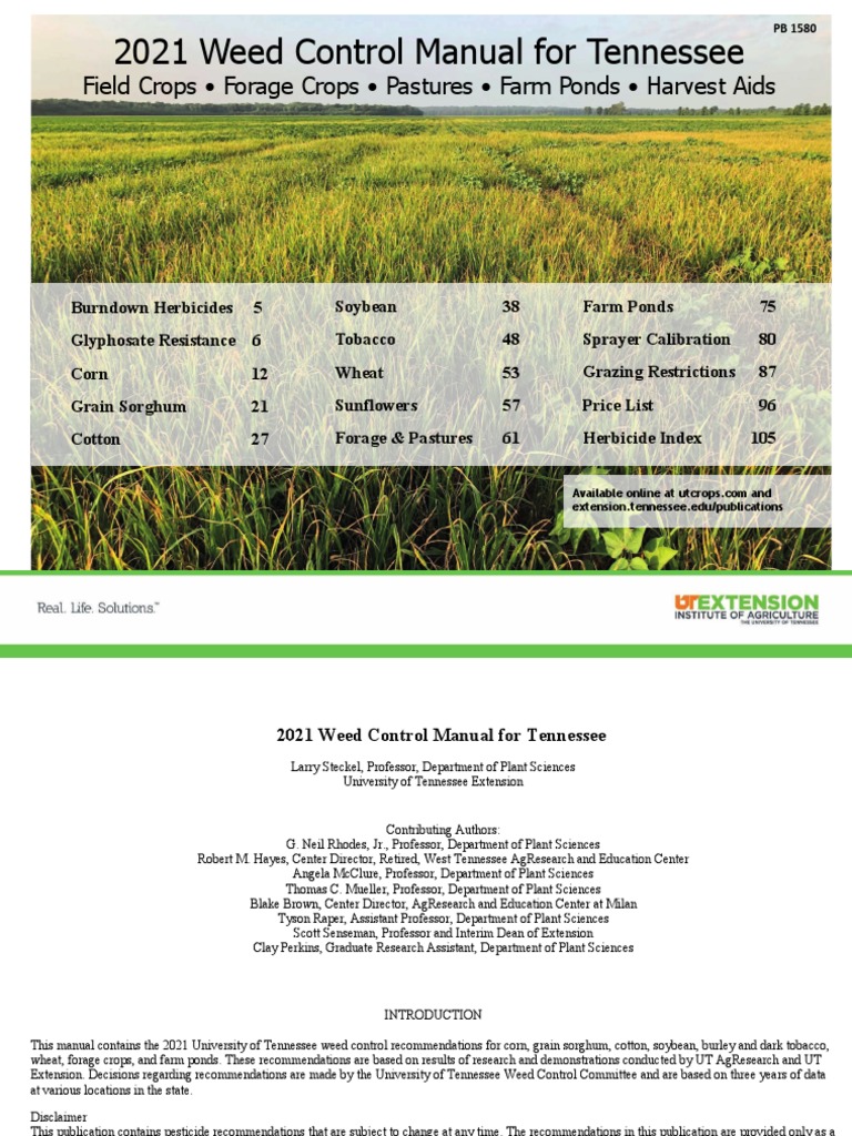 2021 Tennessee Weed Control Guide PDF Herbicide Hay
