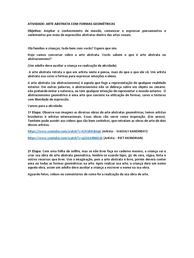Atividade de Arte Abstrata Geométrica | PDF | Arte