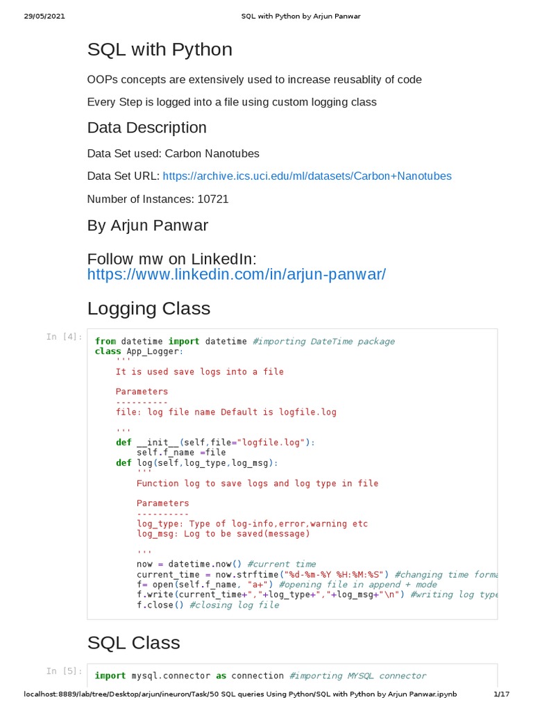 SQL With Python Guide | PDF | Sql | Databases
