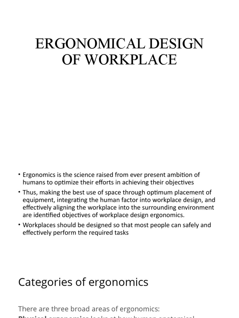 Ergonomics in Workplace Design | PDF | Human Factors And Ergonomics ...