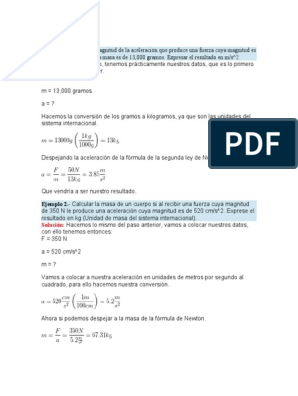 Ejercicios 2 Ley de Newton | PDF | Masa | Peso