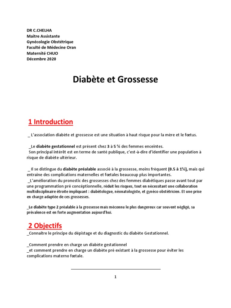 Diabète et Grossesse : Risques et Prise en Charge | PDF | Diabète ...