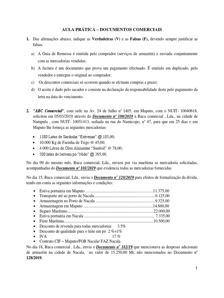 Guia Prática de Documentos Comerciais | PDF | Business | Transporte