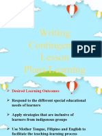 Writing Contingency Lesson Plans/Learning Plans