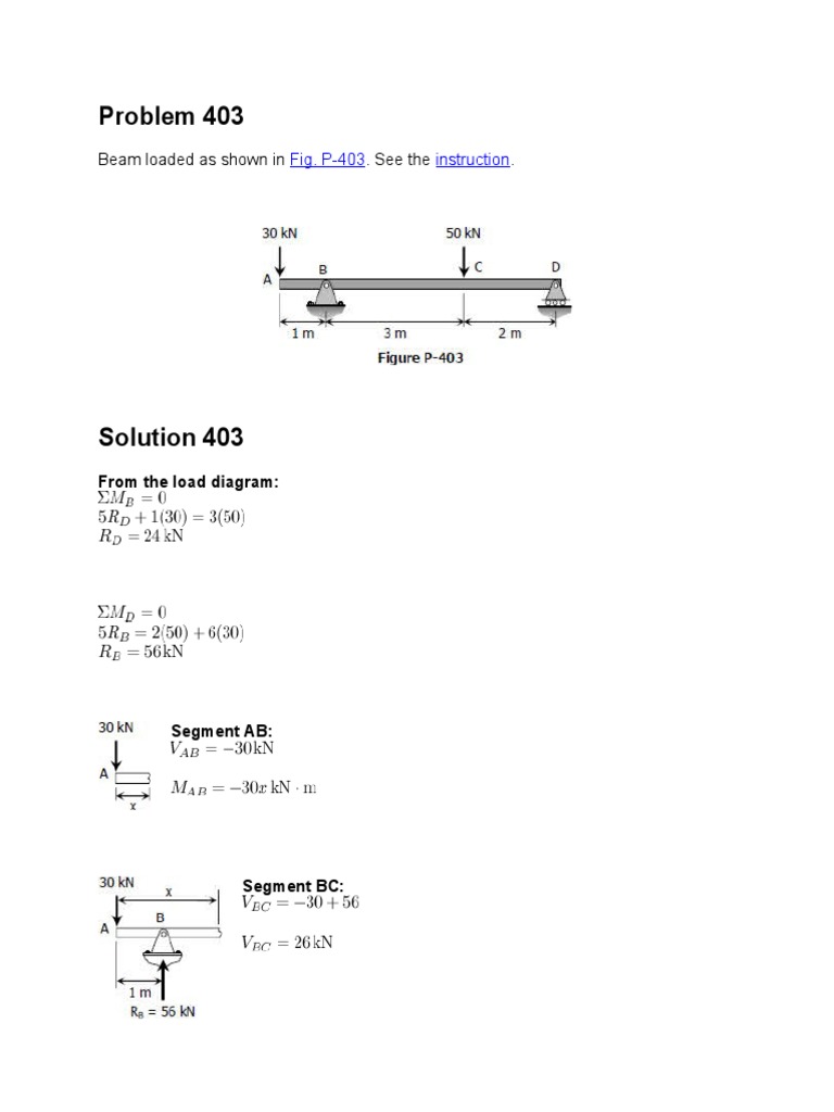 Problems On SFD & BMD | PDF | Beam (Structure) | Physics