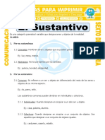 Ficha Definicion de Sustantivo para Sexto de Primaria