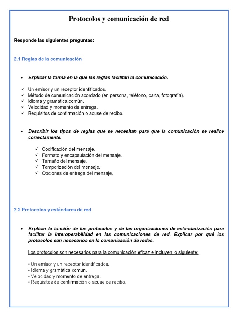 Protocolos y Comunicación de Red | PDF | Red de computadoras ...