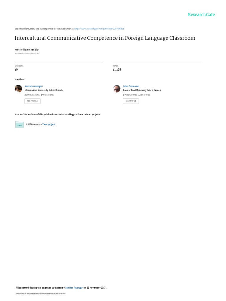 Intercultural Communicative Competence in Foreign | PDF | Cross ...