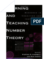 Learning and Teaching Number Theory Research in Cognition and Instruction