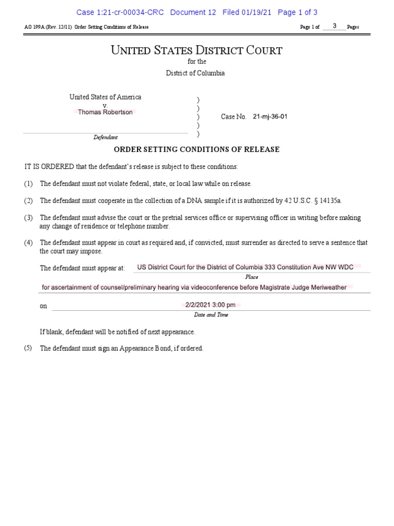 Conditions of Release Order Template | PDF | Punishments | Criminology