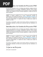 Introducción A La Gestión de Proyectos PMI