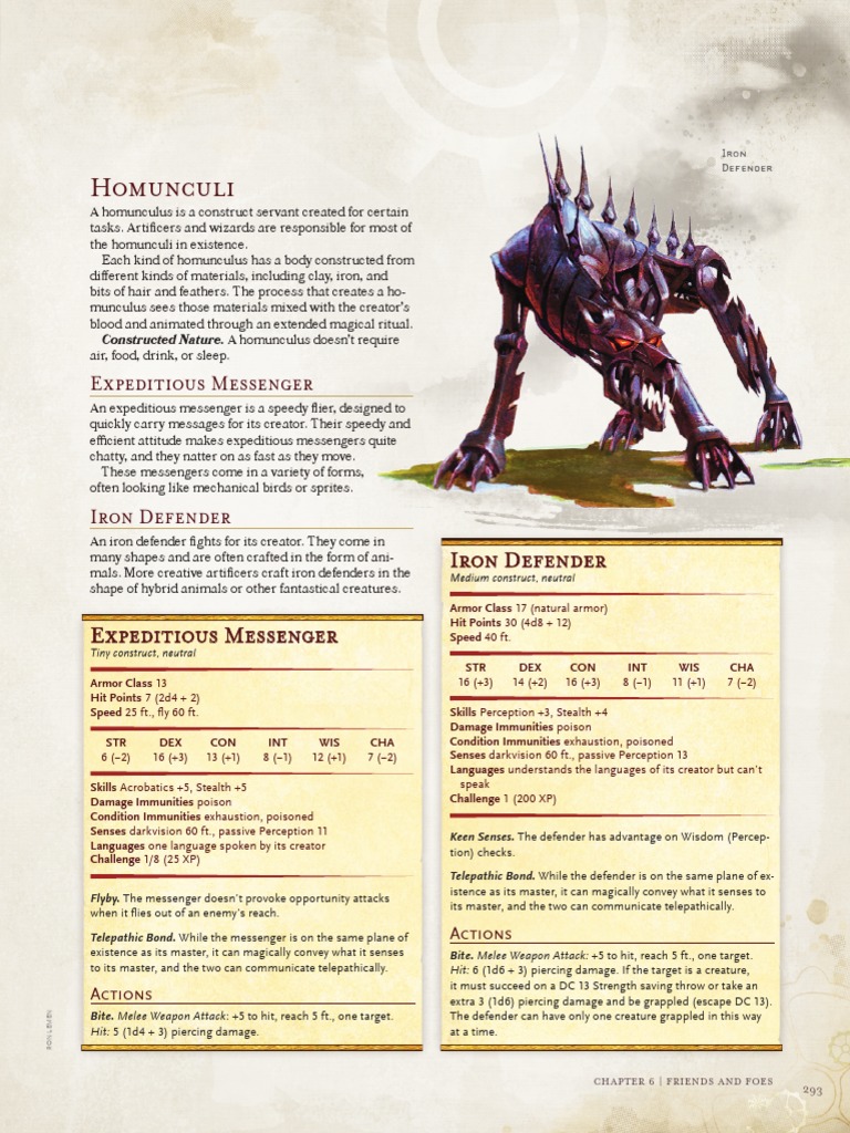 Homunculi and Iron Defenders in D&D 5E | PDF | Leisure | Sports
