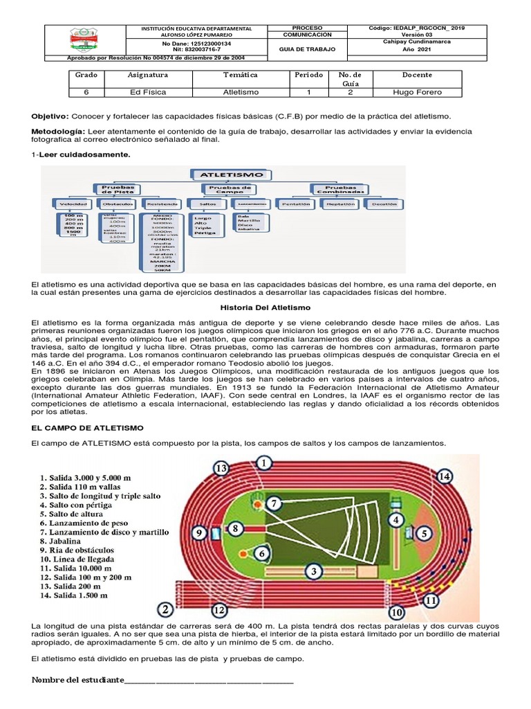 Guía de Atletismo para Educación Física | PDF | Deporte del atletismo ...