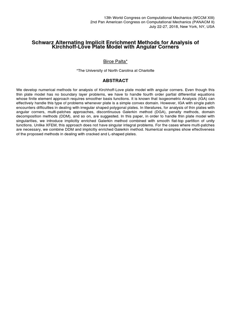 WCCM2018 Abstracts FINAL Pages 2494 2495 1 | PDF | Science & Mathematics