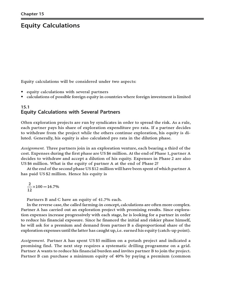 Chapter 15 Equity Calculations | PDF | Investing | Mining