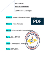 Informe Termodinamica Josue Mauricio Lazo Lopez