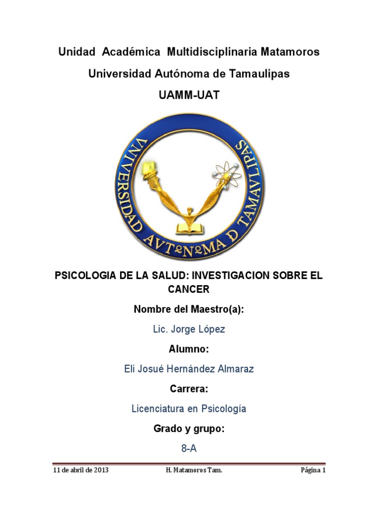 Psicología del Cáncer en UAMM-UAT | PDF | Cáncer | Epidemiología