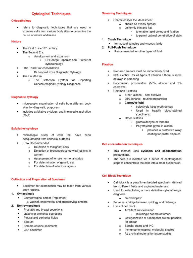 Cytological Techniques Pdf Cytopathology Staining