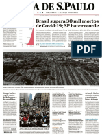 Brasil supera 30 mil mortos por Covid em menos de 3 meses