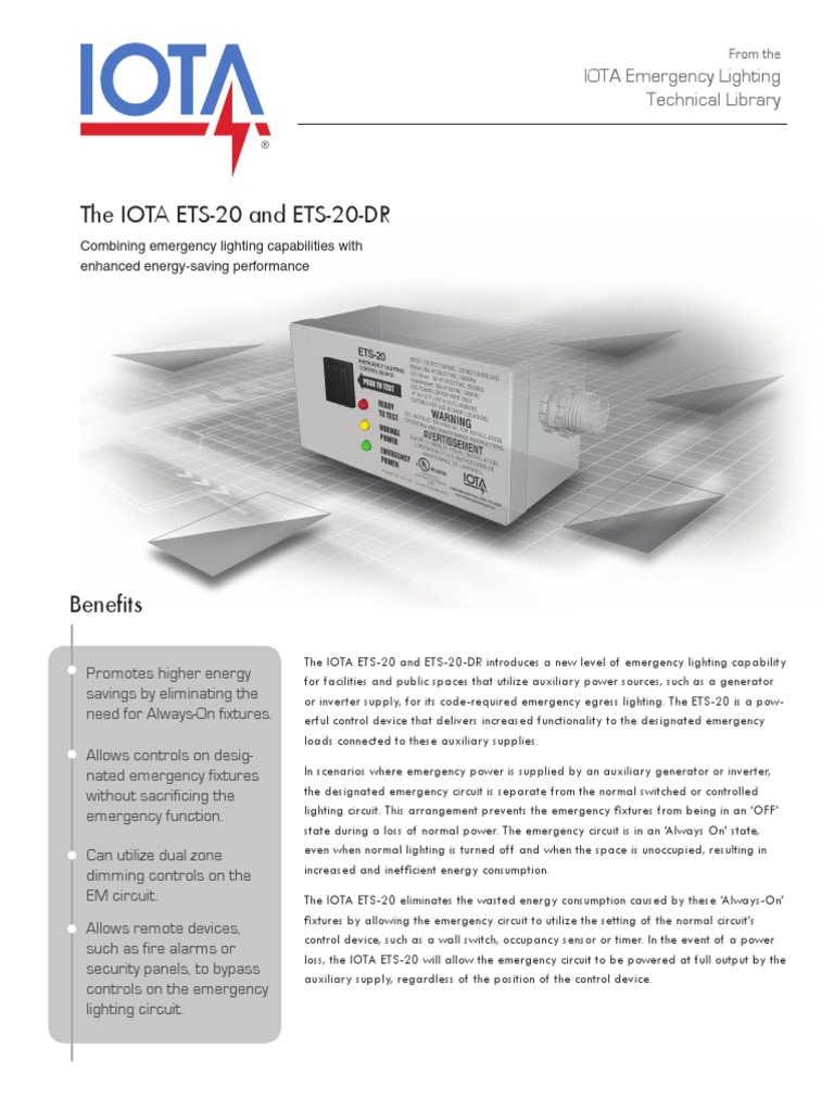 The IOTA ETS-20 and ETS-20-DR: IOTA Emergency Lighting Technical ...