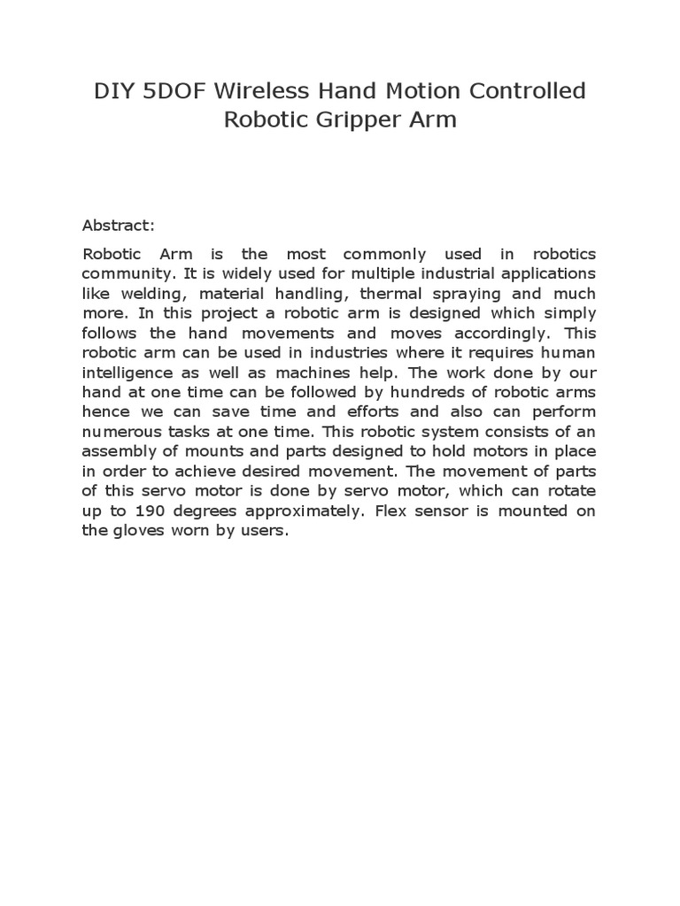 Diy 5Dof Wireless Hand Motion Controlled Robotic Gripper Arm – UHEDN
