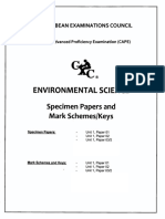 CAPE Env. Science Specimen 2010 U1 - Mark Scheme