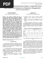 The Effect of Organizational Culture, Leadership Style, and Career Development On Employee Engagement (In The Cement Industry)