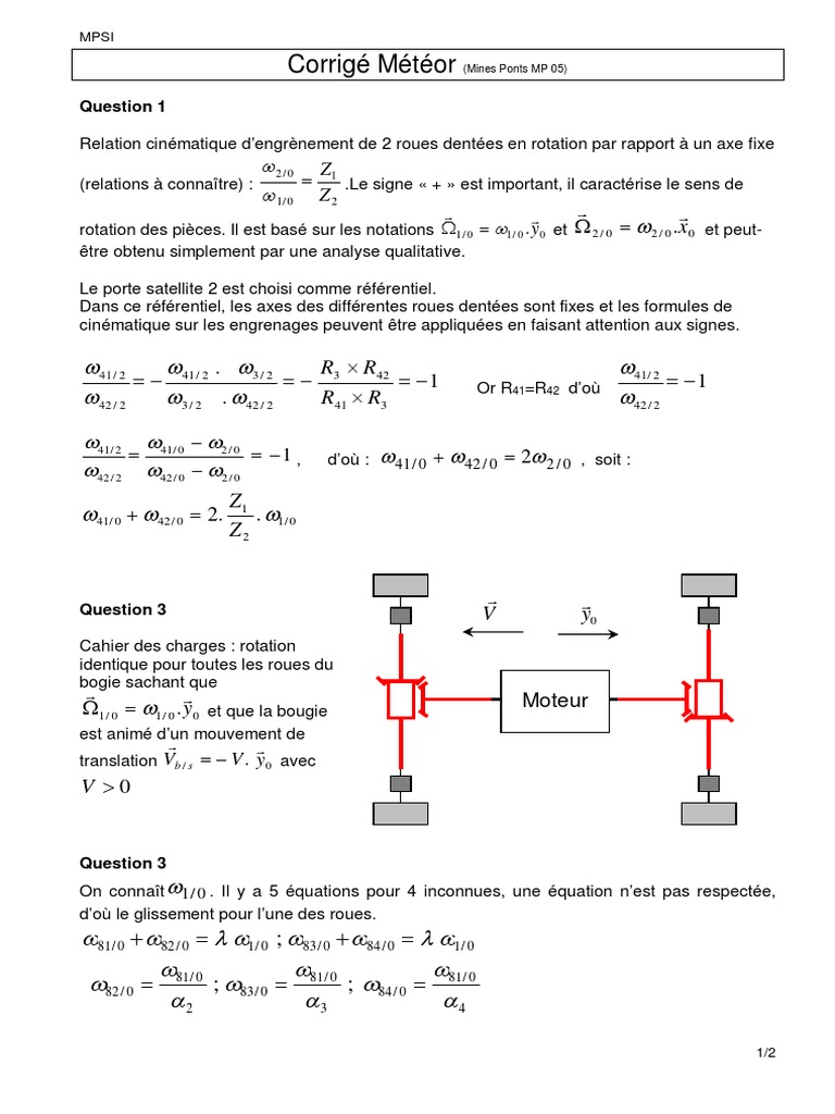 Cinématique des Engrenages en Rotation | PDF | Mouvement de rotation ...