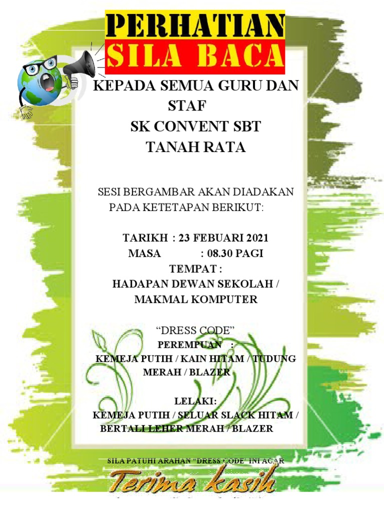 Memo Guru Dan Staf Convent | PDF