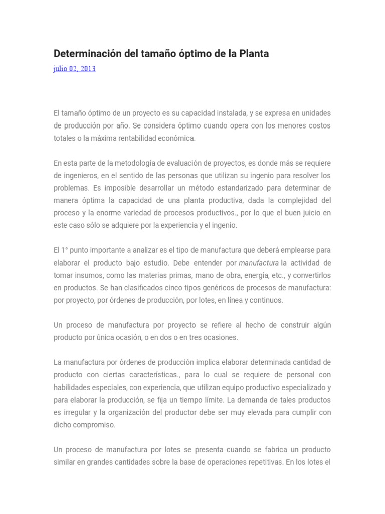 Tamaño Óptimo de la Planta Productiva | PDF | Economias | Science