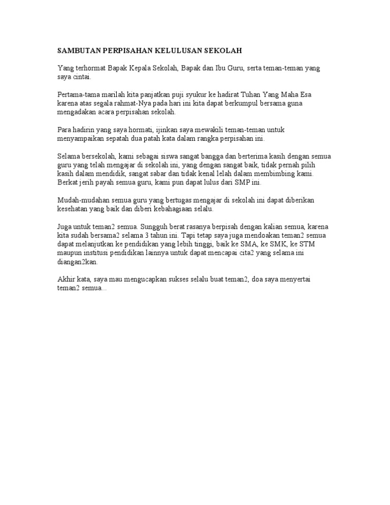 Sambutan Perpisahan Kelulusan Sekolah