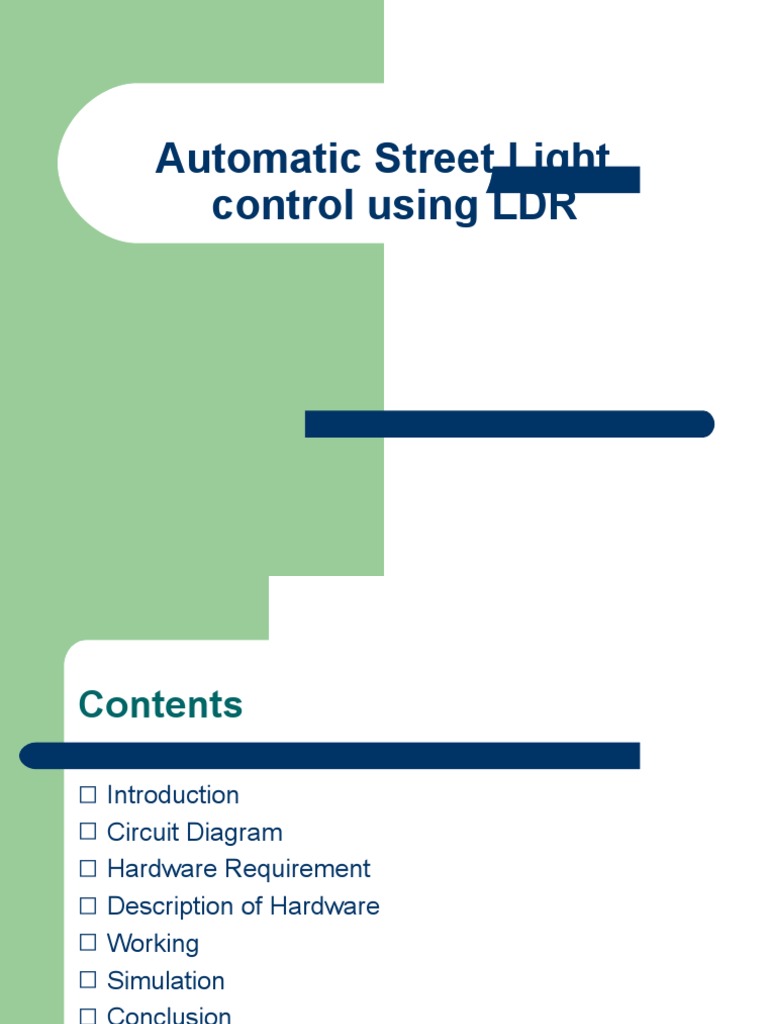 Automatic Street Light Control Using LDR | PDF | Relay | Amplifier