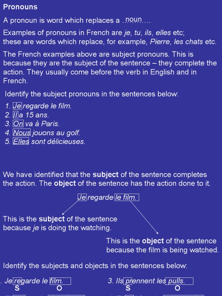 French Direct and Indirect Object Pronouns | PDF | Subject (Grammar) | Verb