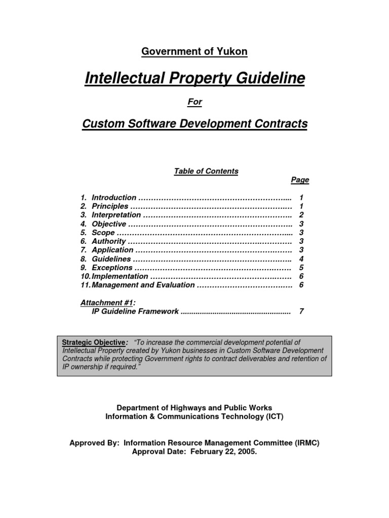 Intellectual Property Guideline: Custom Software Development Contracts ...