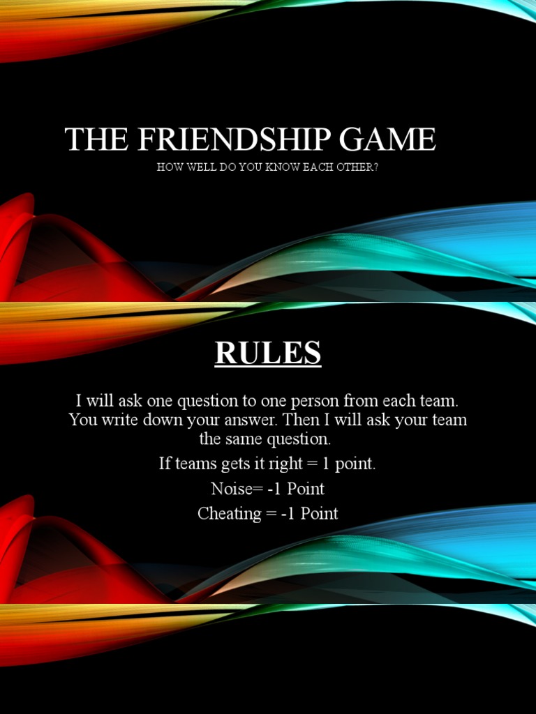 The Friendship Game Fun Activities Games Games Icebreakers 121098 PDF