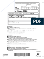 Tuesday 2 June 2020: English Language A