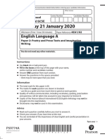 Tuesday 21 January 2020: English Language A