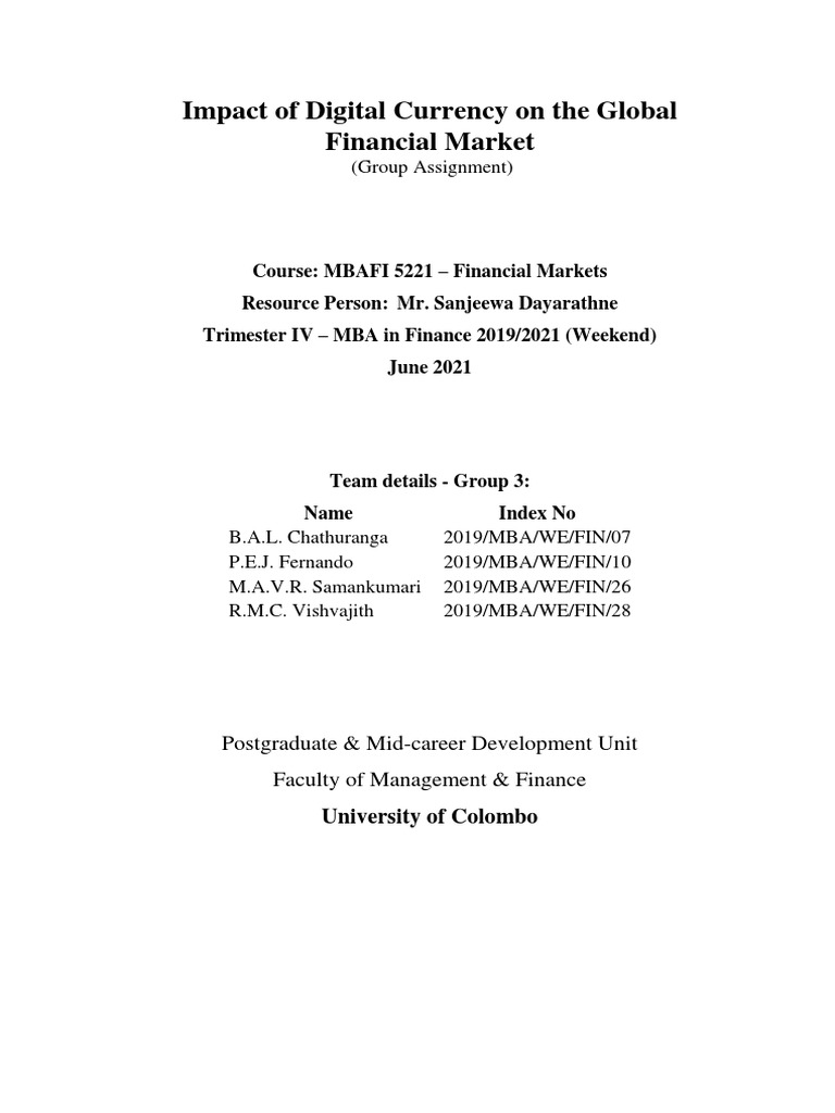 Impact of Digital Currency On Global Financial Markets | PDF | Foreign  Exchange Market | Cryptocurrency