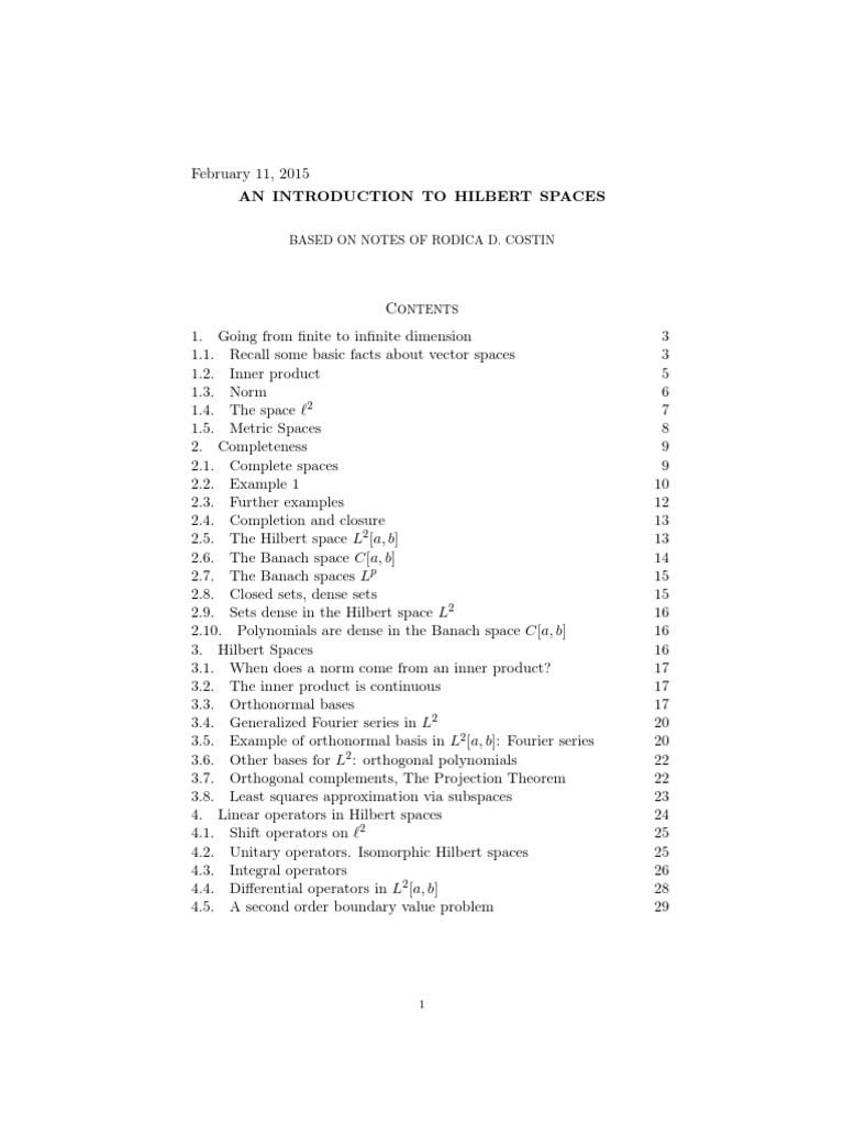Hilbert Spaces Explained | PDF | Basis (Linear Algebra) | Hilbert Space