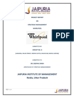 Jaipuria Institute of Management Noida, Uttar Pradesh: Project Report ON Strategic Management Whirlpool